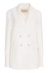 Valentino Double-breasted Wool Blazer In Nude