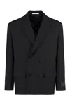 Valentino Garavani Double-breasted Wool Blazer In Black