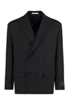 Valentino Oversized Double-breasted Silk-faille Blazer In Black