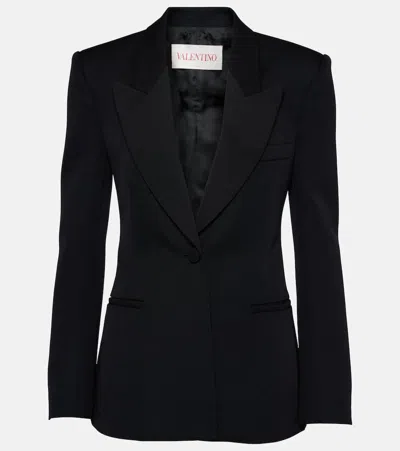 Valentino Double-breasted Wool Blazer In Black