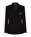 Valentino Double-breasted Cotton Jersey Jacket With Vlogo Signature Patch In Black