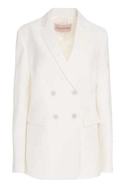 Valentino 羊毛混纺大廓形西装式外套 In White