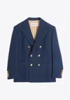 Valentino Double-breasted Double Wool Jacket In Navy