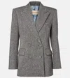 Valentino Double-breasted Natte Buttoned Blazer In Gray