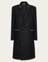 Valentino Double-breasted Wool Coat With Cabochons In Anthracite