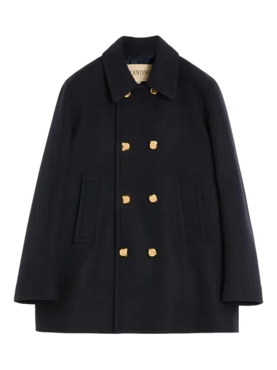 Valentino Double-breasted Wool Felt Jacket In Black