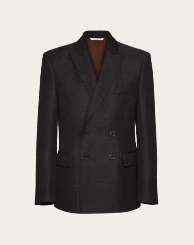 Valentino Double-breasted Wool Jacket In Grey