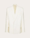 Valentino Double-breasted Wool Jacket In Ivoire