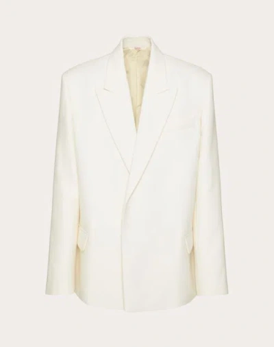 Valentino Double-breasted Wool Jacket In Ivoire