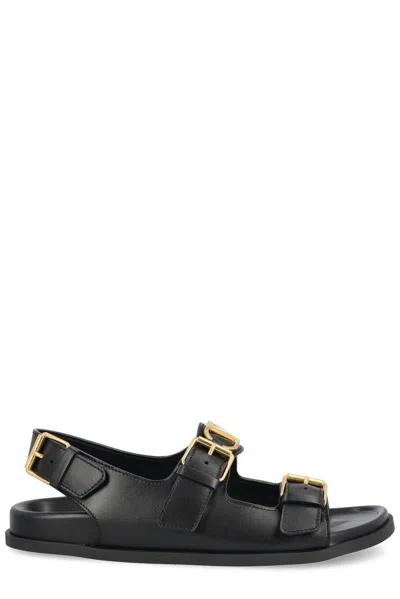 Valentino Garavani Valentino Double Buckle-strap Open Toe Sandals In Black