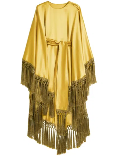 Valentino Silk Cropped-sleeve Mini Dress In Gelb
