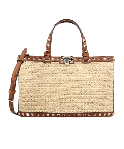 Valentino Garavani Valentino Garavani Rockstud Small Tote Bag In Brown