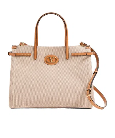Valentino Garavani Double Handle Shoulder Bag In Nude