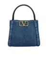 Valentino Denim Small Alltime Handbag In Blue