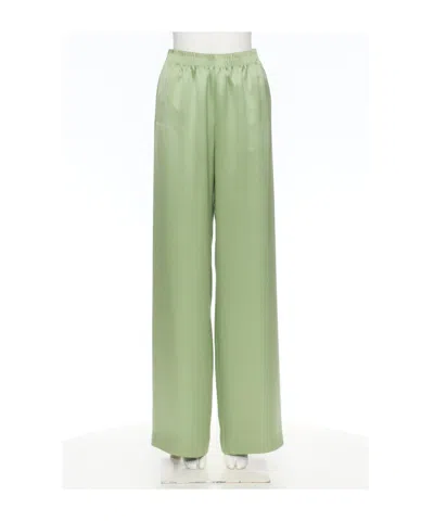 Valentino Double-layer Duke Satin Trousers In Green