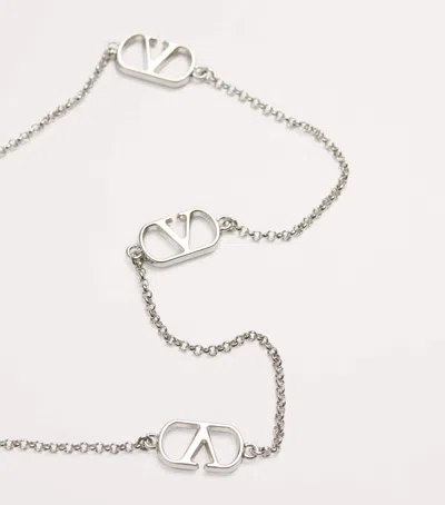 Valentino Garavani Double-layered Vlogo Pearl Necklace In Silver