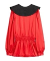 Valentino Red Silk Blouse With Black Collar In Bright Orange/black