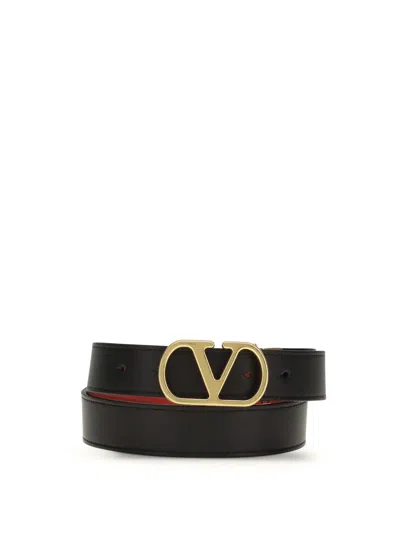 Valentino Garavani Double-sided V-logo Signature Belt In Black