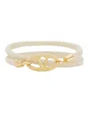 Valentino Garavani Women Double Twist Leather Bracelet With Vlogo In Ivory
