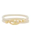 Valentino Garavani Women Double Twist Leather Bracelet With Vlogo In Ivory