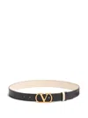 Valentino Cintura Reversibile Vlogo Signature In Vitello Lucido 30 Mm In Black