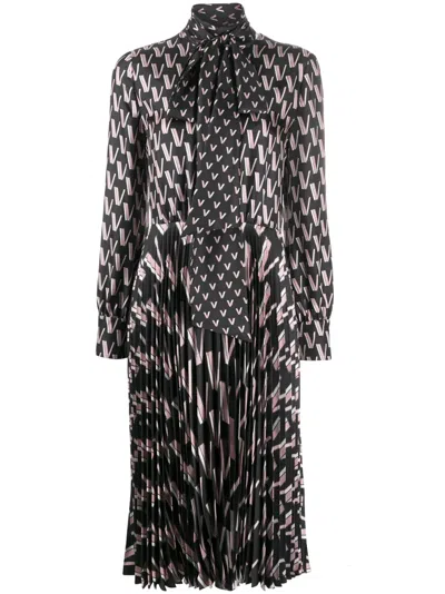 Valentino Garavani Double Vlogo Pussy-bow Dress In Multi