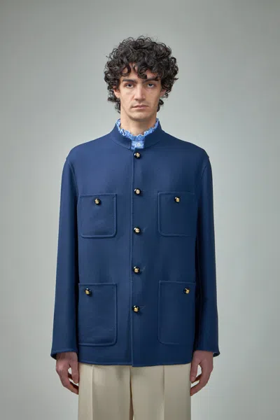 VALENTINO DOUBLE WOOL JACKET WITH MANDARIN COLLAR
