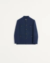 Valentino Double Wool Jacket With Mandarin Collar In Indigo