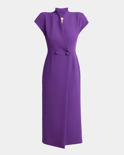 Valentino Double-breasted Midi Dress In Purple