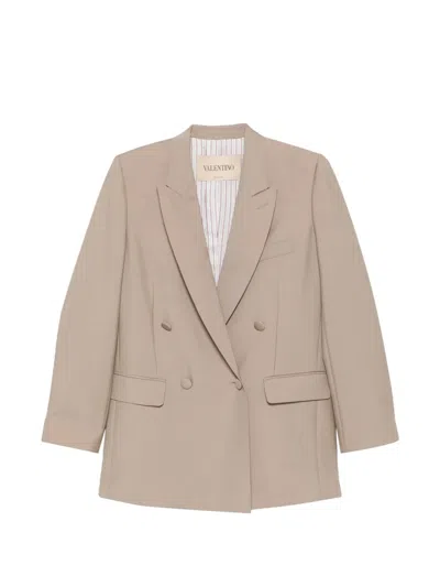 Valentino Double-breasted Peak-lapels Jacket In Brown