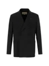 Valentino Tailored Double-breasted Polyester Blend Jacket In Black