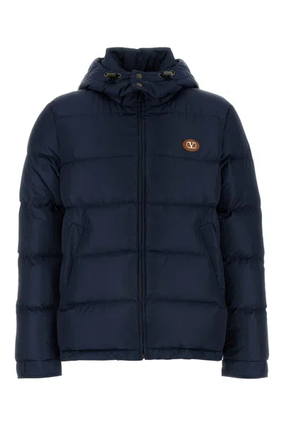 Valentino Navy Blue Nylon Vlogo Down Jacket