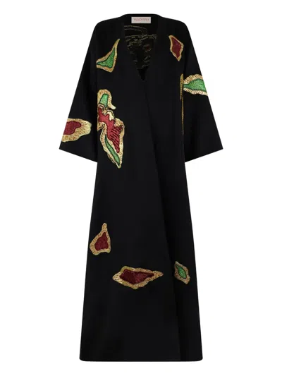 Valentino Dragon-embroidered Cape In Black