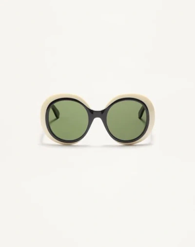 Valentino Garavani Valentino Dramatic Round 1960s Acetate Glasses Woman Black/ivory 54 In Multi