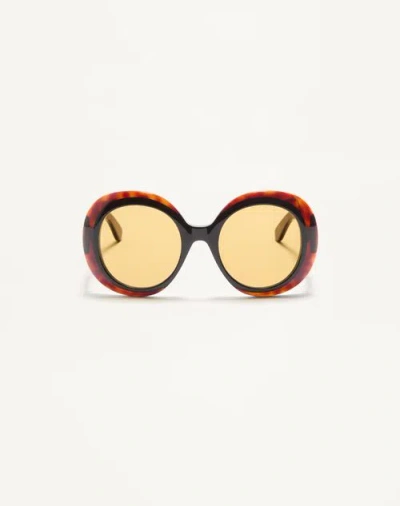 Valentino Garavani Valentino Dramatic Round 1960s Acetate Glasses Woman Havana Beige 54 In Brown