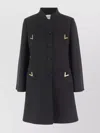 Valentino V-shaped Gold-tone Button Coat In Blue
