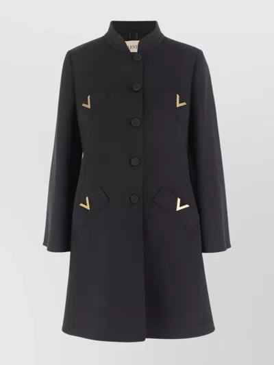 Valentino Drap Coat Compact V Gold In Blue