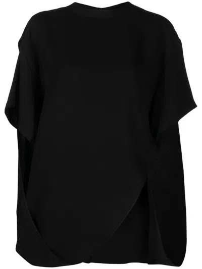 Valentino Drape-detail Asymmetric T-shirt In Black
