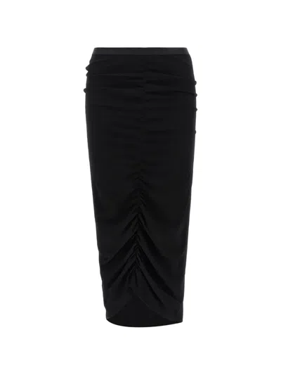 Valentino Draped-asymmetrical Midi Skirt In Black