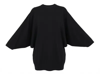 Valentino Draped Cape-sleeve Sweater In Black
