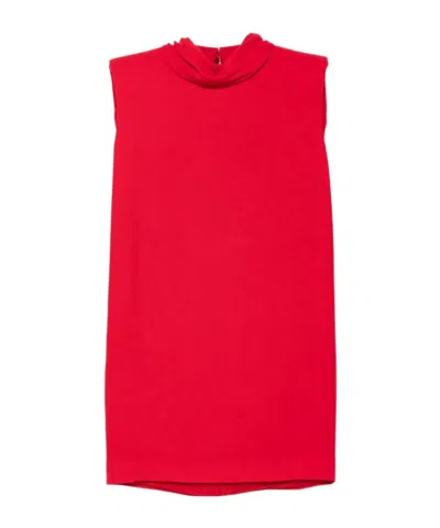 Valentino Draped Neck V-back Mini Dress In Black