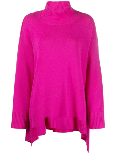 Valentino Draped Roll-neck Virgin Wool-cashmere Sweater In Pink