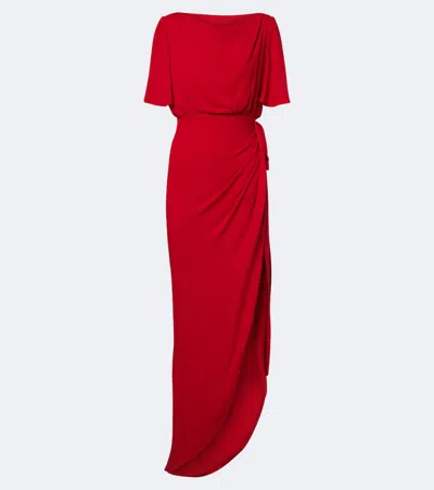 Valentino Draped Silk Georgette Gown In Red