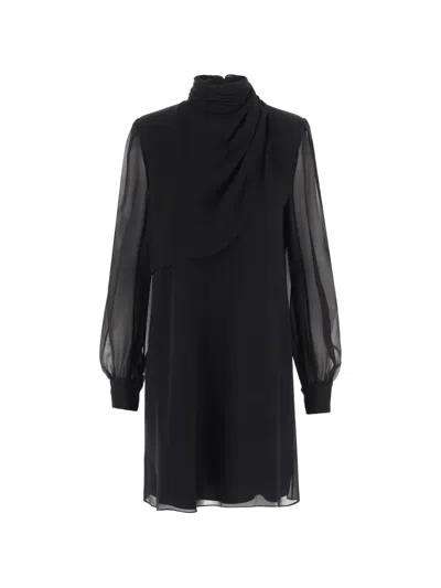 Valentino Draped Silk Mini Dress In Black