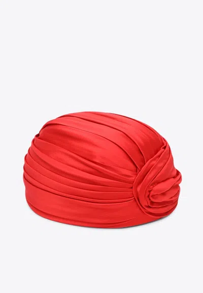 Valentino Garavani Women's Red Silk Turban In Orange