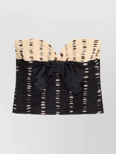 VALENTINO DRAPED TOP WITH POLKA DOTS AND BOW