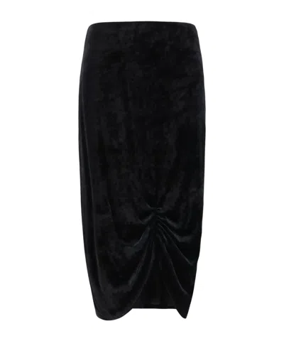 Valentino Draped Velvet Skirt In Black