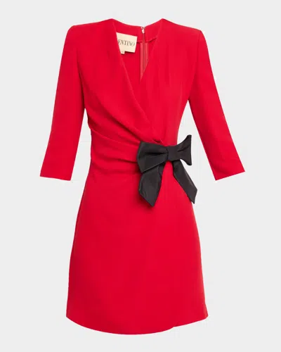 Valentino Draped Wrap Bow Mini Dress In Purple