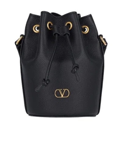 Valentino Garavani Draw-rope Bucket Bag In Black