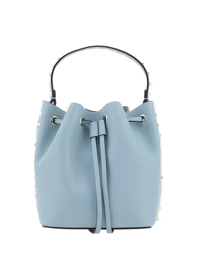 Valentino Garavani Drawstring Bag | Rockstud | Vit.st.alce In Blu Porcellana